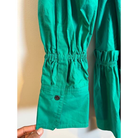 A.L.C. Alexa Cutout Ruffled Tiered Pleated Green Cotton Poplin Mini Dress Size 8 - Picture 9 of 12